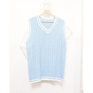 Baby Blue Cable Knit Vest by MANFINITY